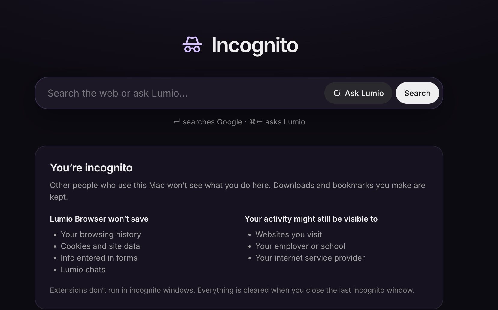 An incognito window